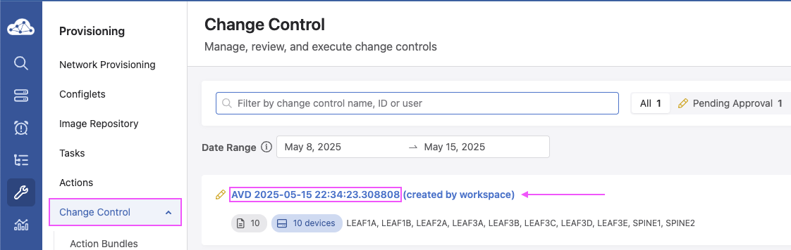 CVaaS Change Control Pending